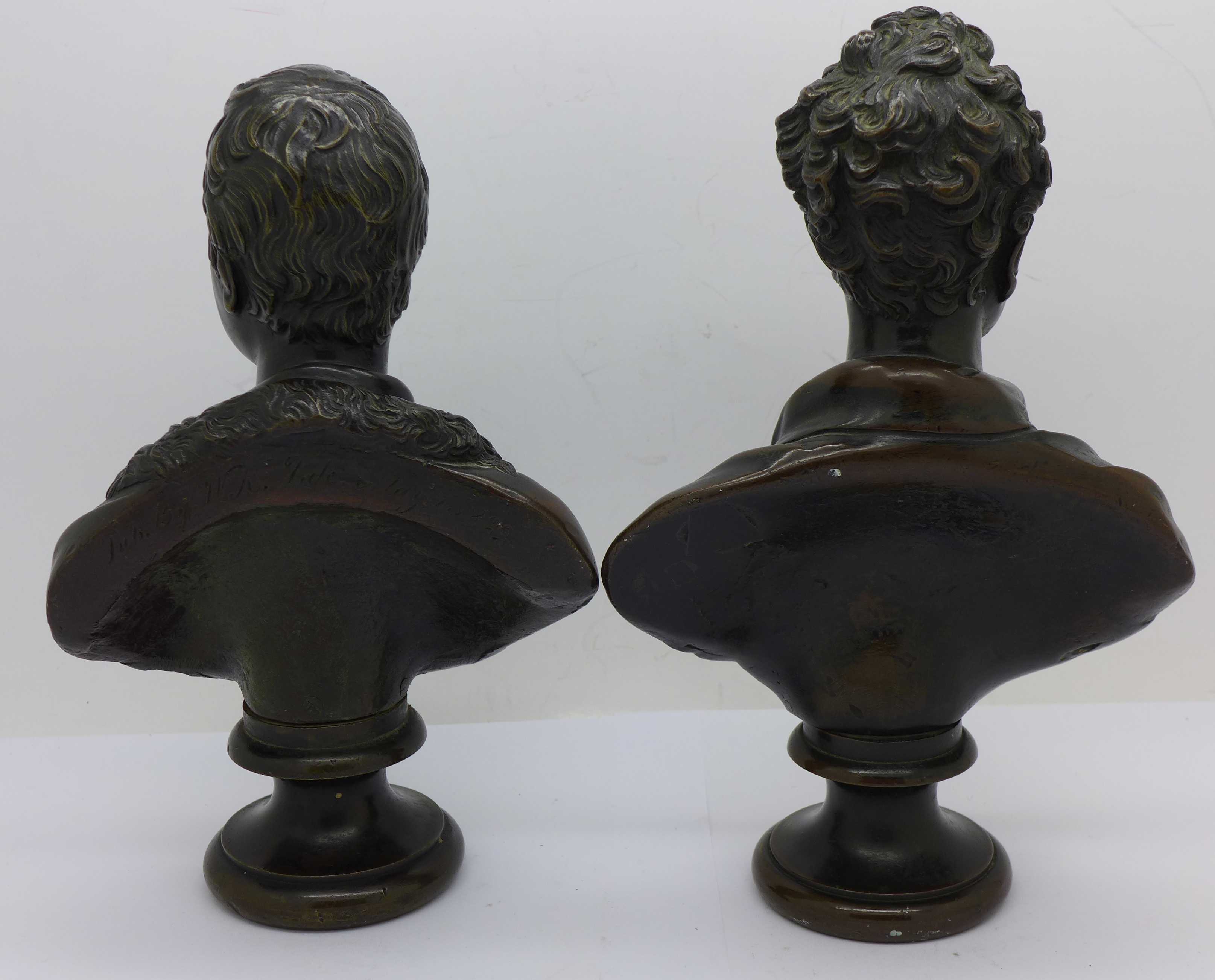 Two 19th Century bronze busts, one of Byron and the other bearing inscription 'Pub. By W.K. - Image 2 of 3