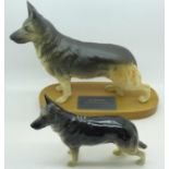 A Beswick Alsatian German Shepherd Dog Connoisseur Collection figure and a Beswick Ch.