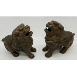 A pair of metal dogs of foe incense burners,