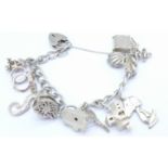 A silver charm bracelet,