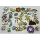 Forty costume brooches