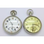 Two military issue pocket watches including Doxa