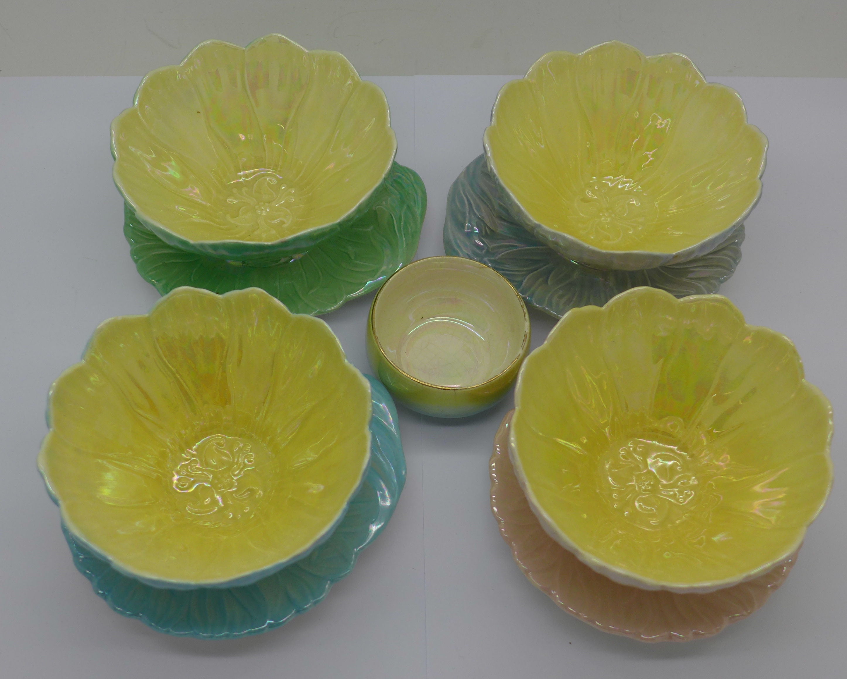 Four Royal Winton Grimwades lustre pudding bowls, one a/f,