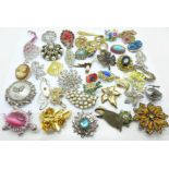 Forty costume brooches