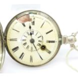A silver half hunter verge pocket watch, Birmingham 1814,