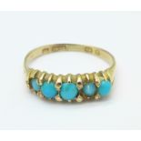 A Victorian 15ct gold and turquoise ring, Birmingham 1873, 2.