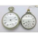 Two Waltham pocket watches, one silver cased,