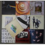 Ten LP records including Pink Floyd, Led Zeppelin, Queen, The Doors,