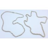 Two silver neck chains,