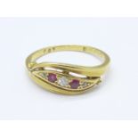 An 18ct gold, diamond and ruby ring, 2.