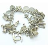 A silver charm bracelet,