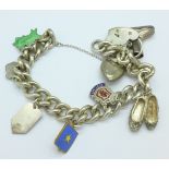 A silver charm bracelet,