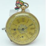 A 14k gold pocket watch, glass loose,