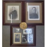 A bronze WWI death plaque to De Lacy Campbell Evans and associated framed photographs