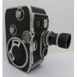 A Paillard-Bolex 8mm camera with case