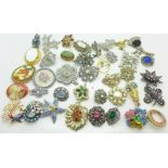 Forty costume brooches