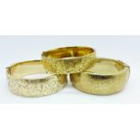 Three gold plated bangles