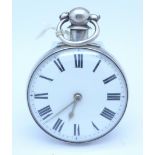 A silver verge pocket watch,