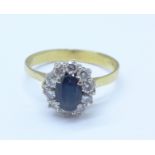 An 18ct gold, diamond and sapphire ring, 3.