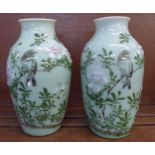 A pair of Chinese Celadon vases, a/f,