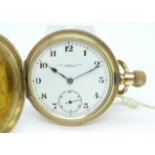 A gold plated Thomas Russell full hunter pocket watch