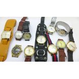 Eleven wristwatches including Smiths, Bentima, etc.