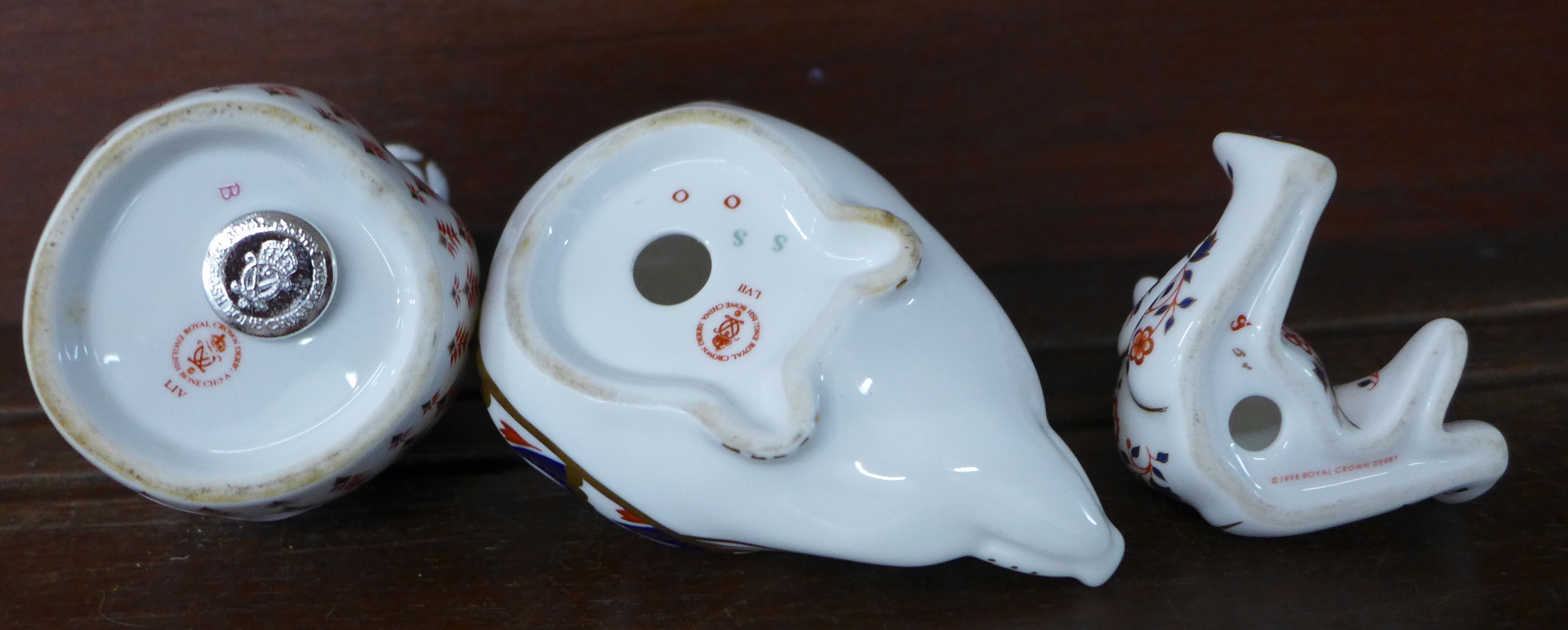 Three Royal Crown Derby paperweights, hamster with silver stopper, - Image 2 of 2
