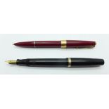 Two Parker fountain pens with 14ct gold nibs,