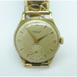 A 9ct gold cased Zenith wristwatch, the dial marked Dimmer & Son, Chester,