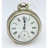 A silver pair case pocket watch with fusee movement, Johnson, Derby & London,