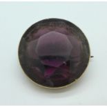 A Victorian 9ct gold and amethyst brooch,