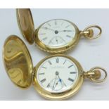 Two Waltham full hunter pocket watches,