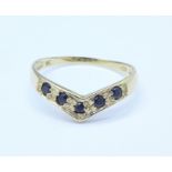 A 9ct gold and sapphire ring, 1.