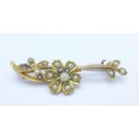 A Victorian 15ct gold and pearl brooch, 3.