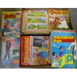 A suitcase containing two hundred 1970's children's comics including Fun To Do,