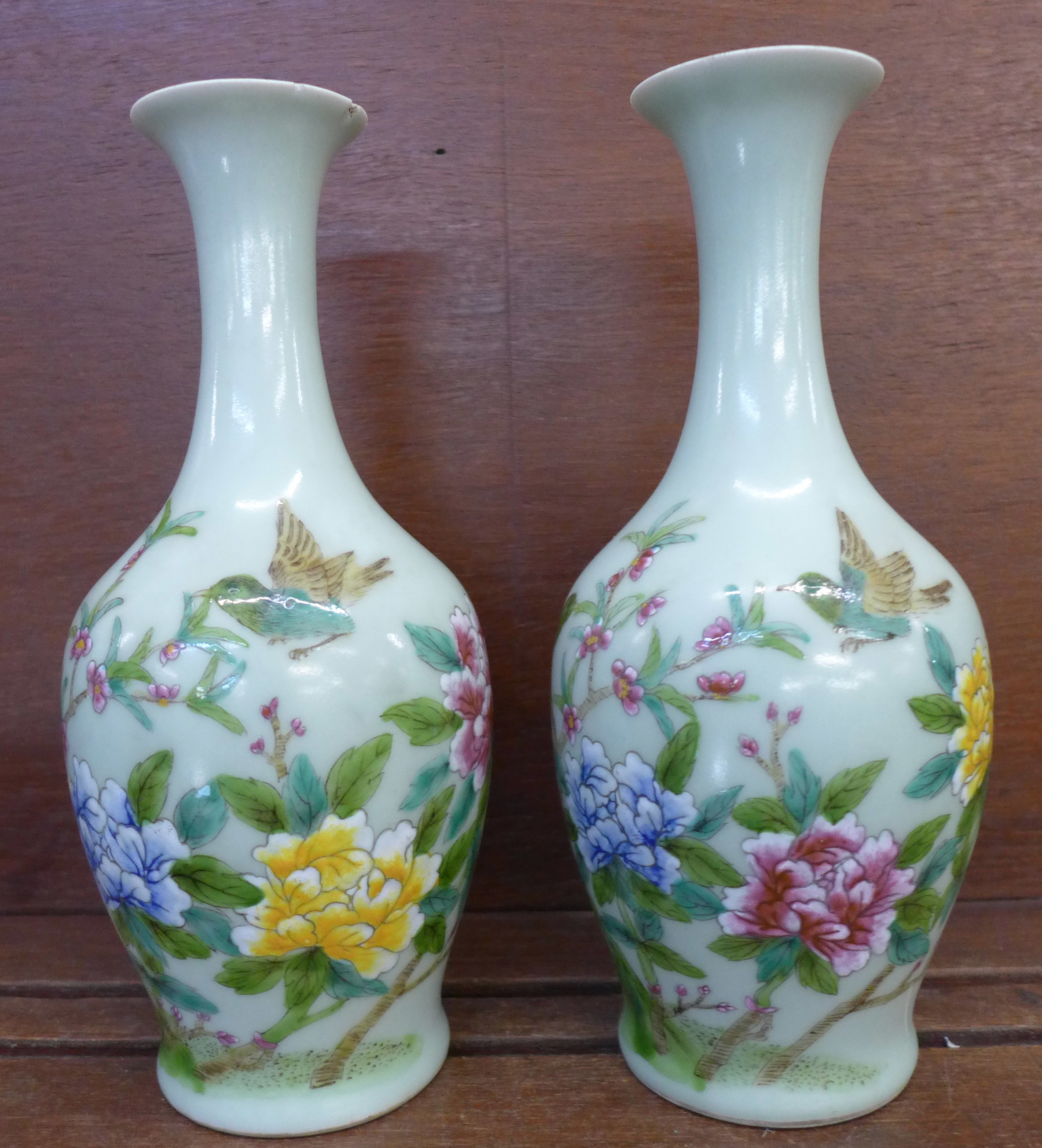 A pair of Chinese Celadon vases, with Qianlong mark, 23. - Image 3 of 6