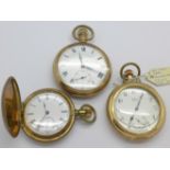 A Waltham pocket watch with Riverside movement and two other pocket watches