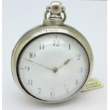 A silver pair case pocket watch, the movement marked Champion, Liverpool,