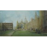 English School (20th Century), Houses of Parliament, watercolour, indistinctly signed, 29 x 51cms,