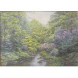 J Gadsby, Grace Dieu Wood, river scene, watercolour, 26 x 37cms, framed