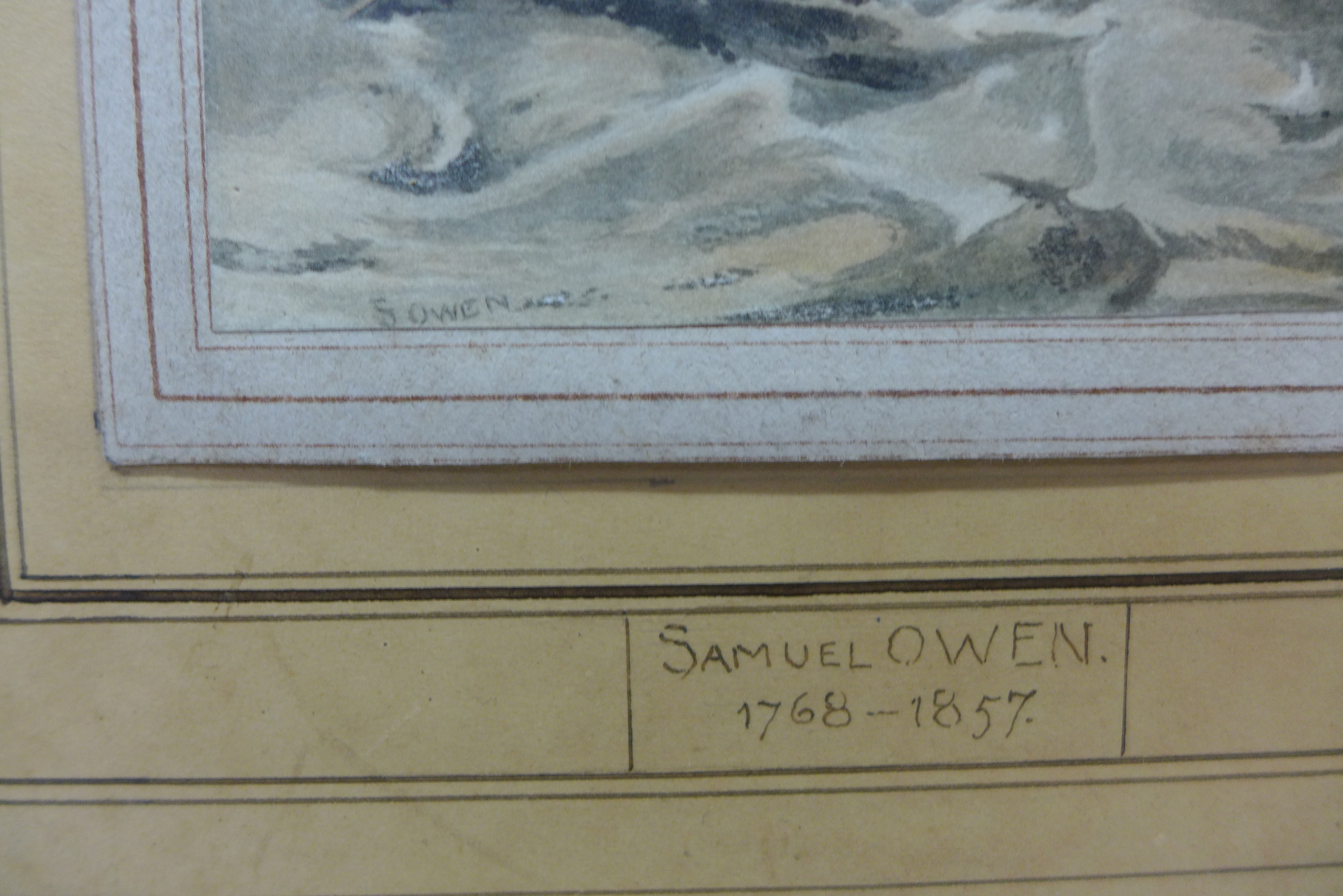 Samuel Owen (1769 - 1857), shipping off the coast, watercolour, 12 x 9cms, - Image 3 of 4