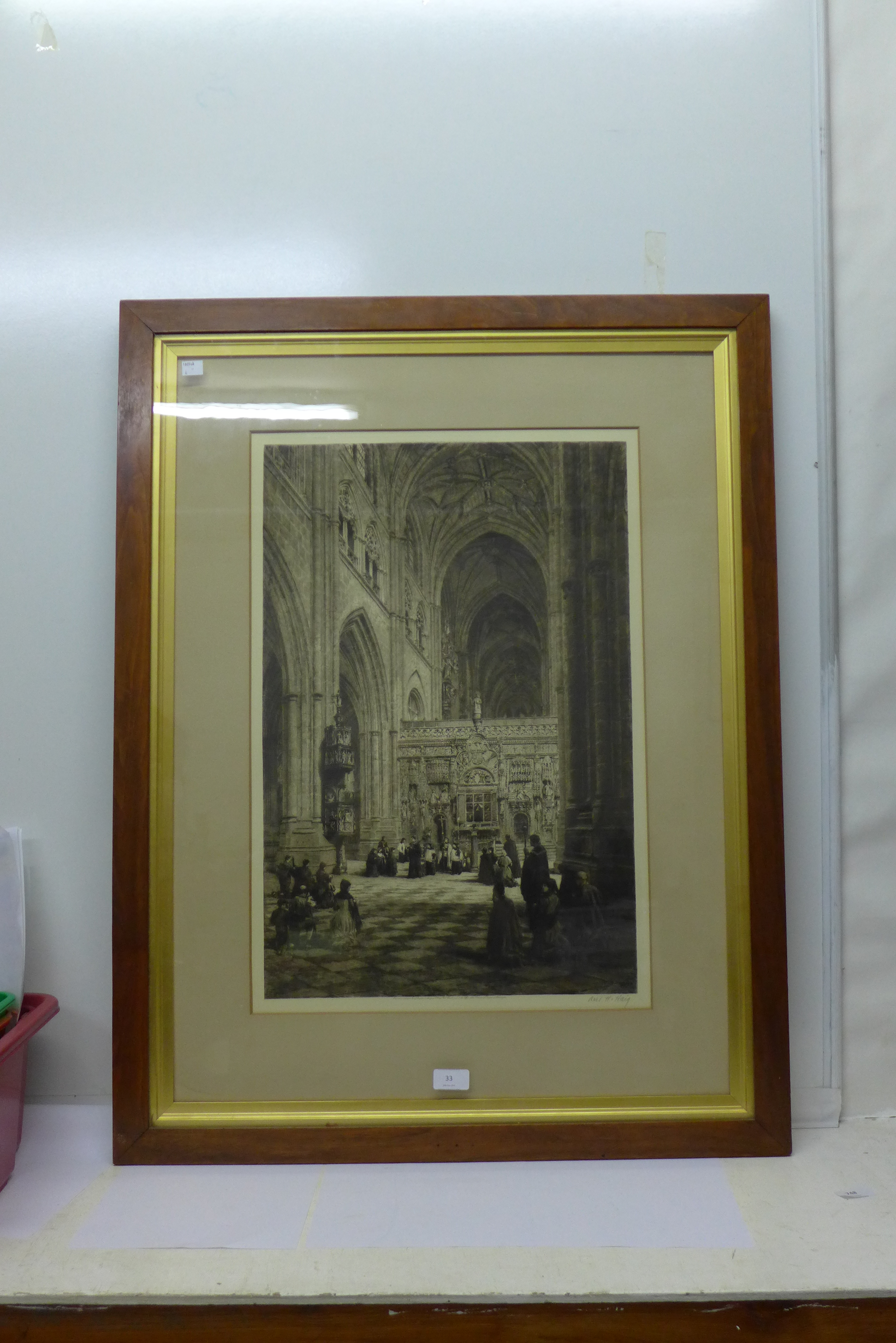 Axel Hermann Haig, Palencia Cathedral, The Trascoro, signed etching, 63 x 43cms, - Image 3 of 4