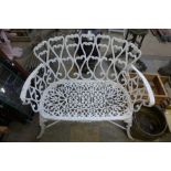 A cast iron garden bench