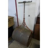 A large Victorian cast iron garden roller