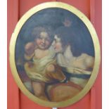 English (mid 19th Century), oval portrait of mother and child, oil on canvas, 82 x 69cms,