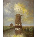 * Stanley, windmill landscape, oil on canvas,