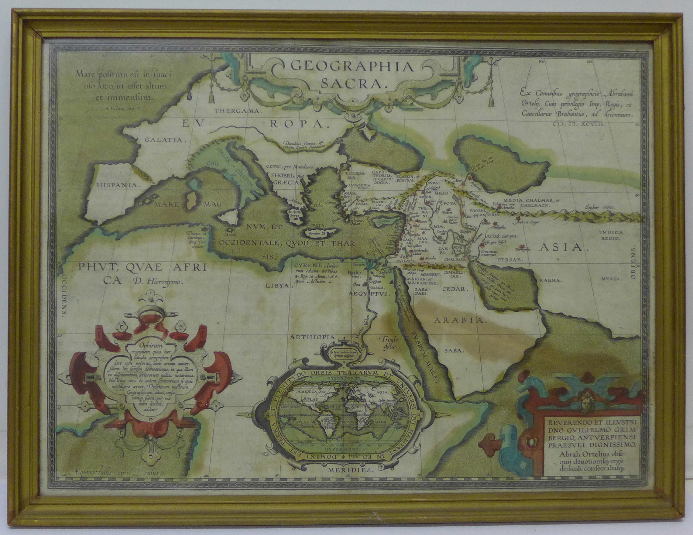 After Abraham Ortelius (1527 - 1598), hand coloured engraved map, - Image 2 of 2