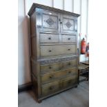 An Ipswich oak chest on chest