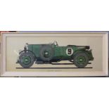 A study of a 1929 4½ ltr Bentley, watercolour, 53 x 147cms,