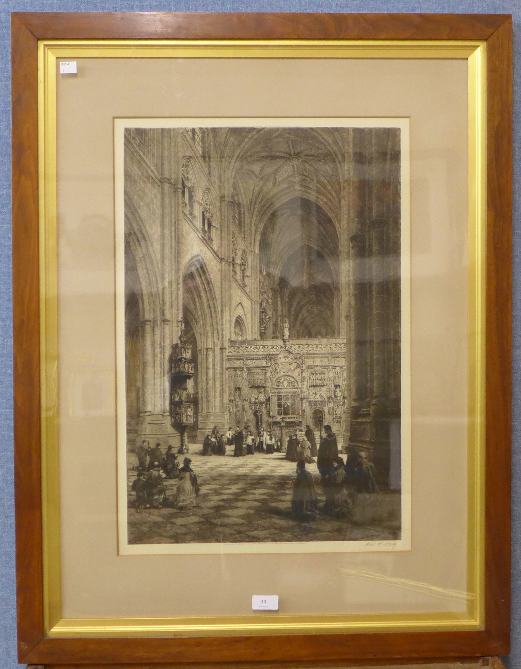 Axel Hermann Haig, Palencia Cathedral, The Trascoro, signed etching, 63 x 43cms, - Image 2 of 4